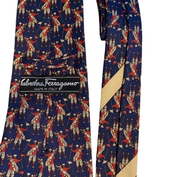 SALVATORE Ferragamo Silk Golf Tie - Picture 6 of 11